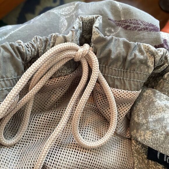 Nautica army green, cream & maroon floral & leaf print nylon swim trunks - Picture 7 of 7